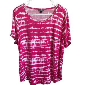 Torrid t-shirt top shirt plus Size 2 = 2X pink striped tie dye short sleeve